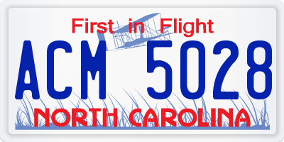 NC license plate ACM5028