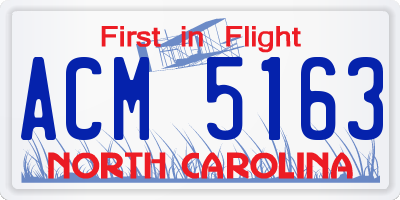 NC license plate ACM5163