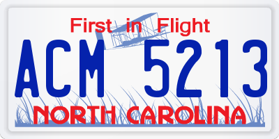 NC license plate ACM5213