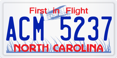 NC license plate ACM5237