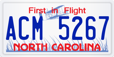 NC license plate ACM5267