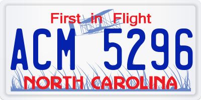 NC license plate ACM5296