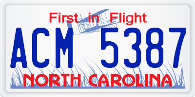 NC license plate ACM5387