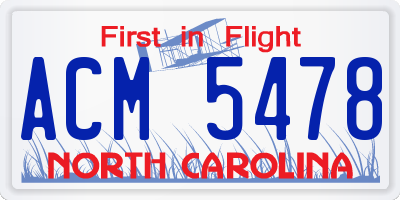 NC license plate ACM5478