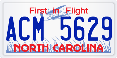 NC license plate ACM5629
