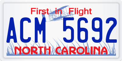 NC license plate ACM5692