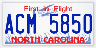 NC license plate ACM5850