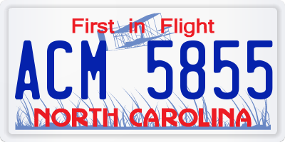 NC license plate ACM5855