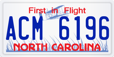 NC license plate ACM6196