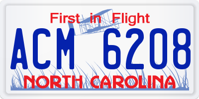 NC license plate ACM6208