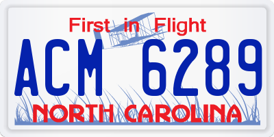 NC license plate ACM6289