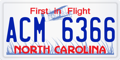 NC license plate ACM6366