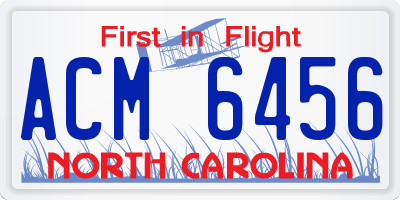 NC license plate ACM6456