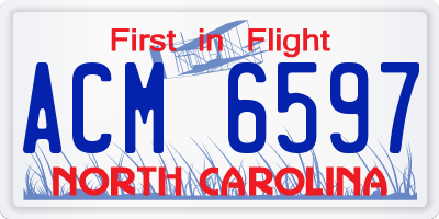 NC license plate ACM6597