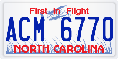 NC license plate ACM6770