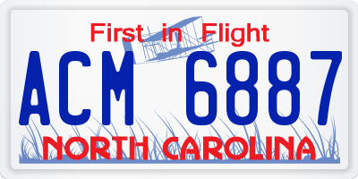 NC license plate ACM6887