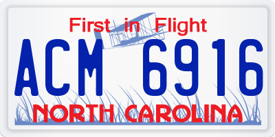NC license plate ACM6916