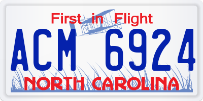 NC license plate ACM6924