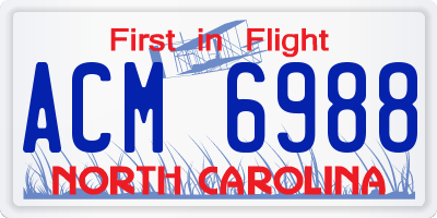NC license plate ACM6988