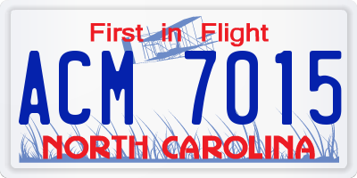 NC license plate ACM7015