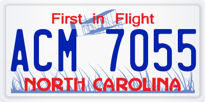 NC license plate ACM7055