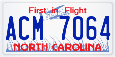 NC license plate ACM7064