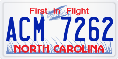 NC license plate ACM7262