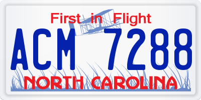 NC license plate ACM7288