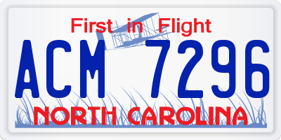 NC license plate ACM7296
