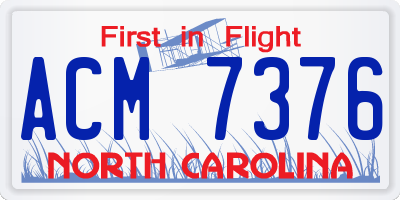 NC license plate ACM7376