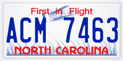 NC license plate ACM7463