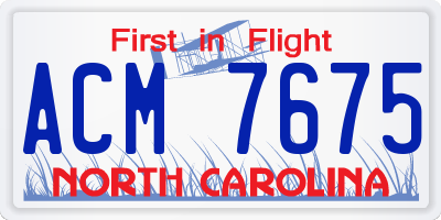 NC license plate ACM7675