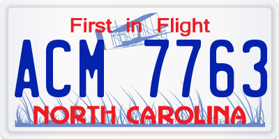 NC license plate ACM7763