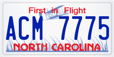 NC license plate ACM7775