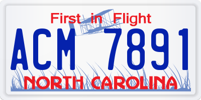 NC license plate ACM7891