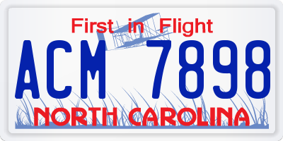 NC license plate ACM7898
