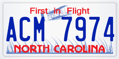 NC license plate ACM7974