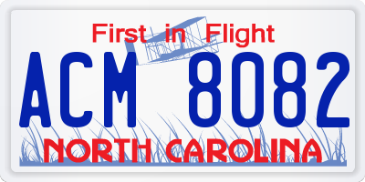 NC license plate ACM8082