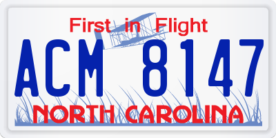 NC license plate ACM8147