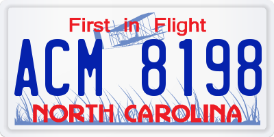 NC license plate ACM8198