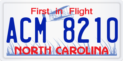 NC license plate ACM8210