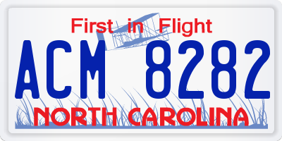 NC license plate ACM8282