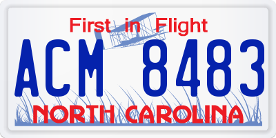 NC license plate ACM8483