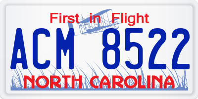 NC license plate ACM8522