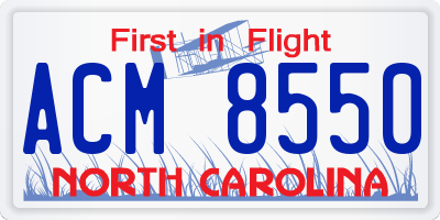 NC license plate ACM8550