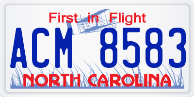 NC license plate ACM8583