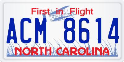 NC license plate ACM8614