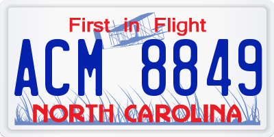 NC license plate ACM8849