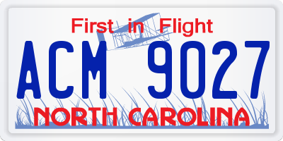 NC license plate ACM9027