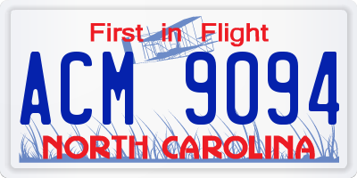 NC license plate ACM9094